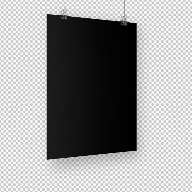 Isolated black poster with clips