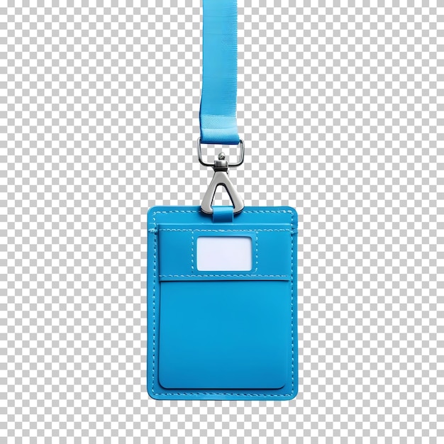 Free PSD isolated blue leather card holder with lanyard