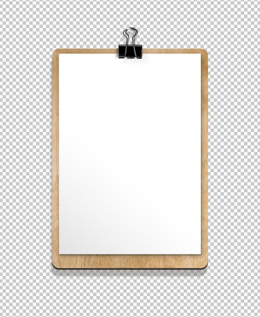 Isolated clipboard with paper sheet