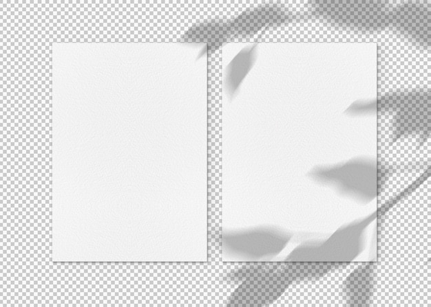 Free PSD isolated two paper sheets with shadows