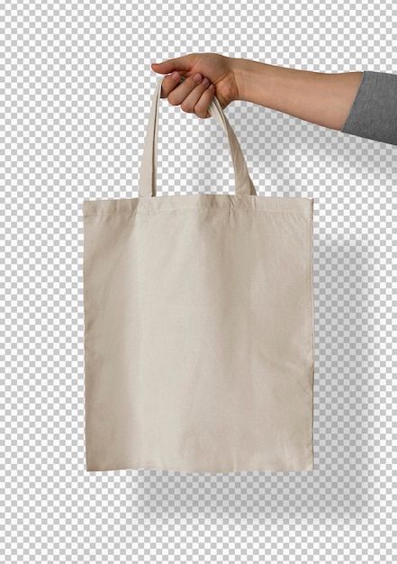 Isolated white holded tote bag