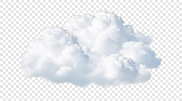 isolated white natural cloud element on transparent background