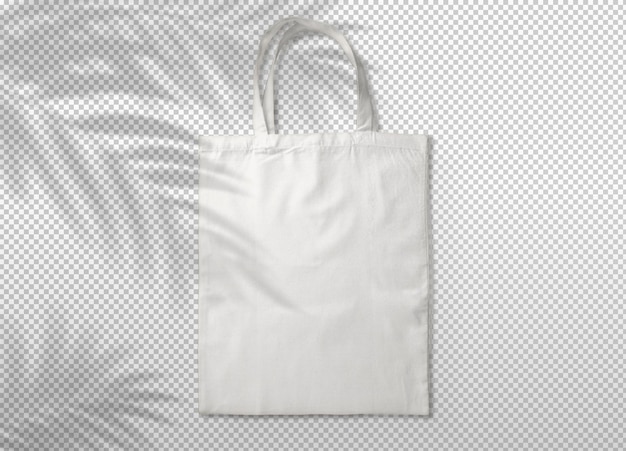 Free PSD isolated white tote bag with shadow palm