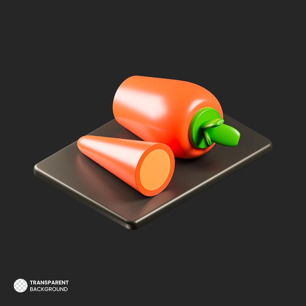 Free PSD isometric carrot 3d render icon