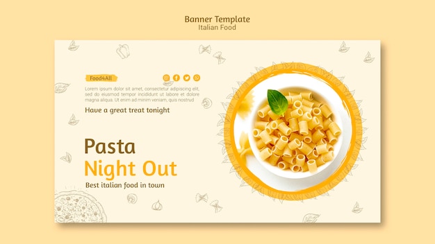 Free PSD italian food banner template design