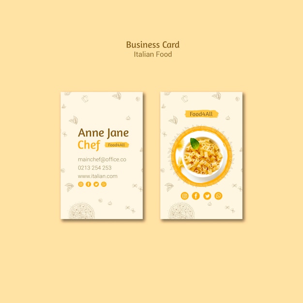 Italian food business card