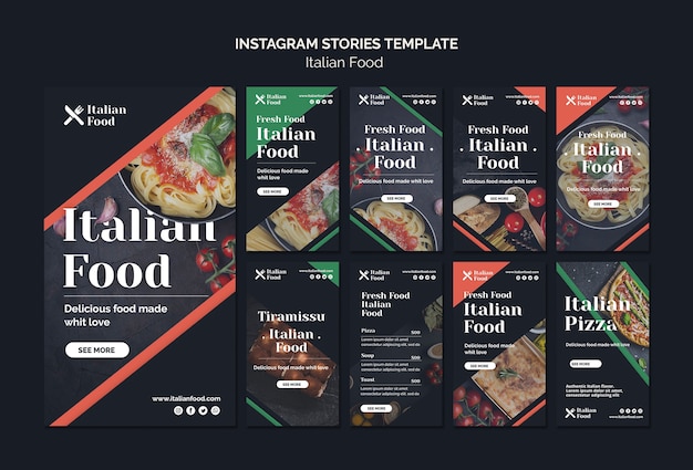 Free PSD italian food concept instagram stories template