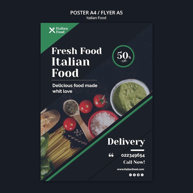 Italian food concept poster template