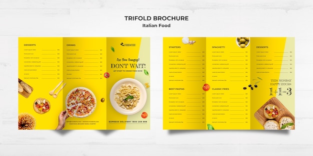 Italian food concept trifold brochure template