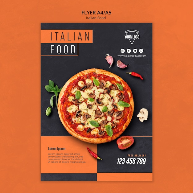 Italian food flyer template