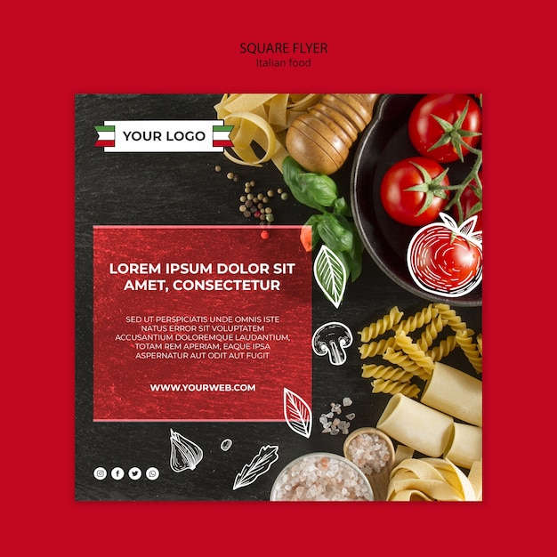 Free PSD italian food square flyer design