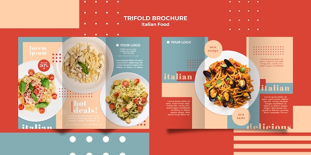 Free PSD italian food trifold brochure template