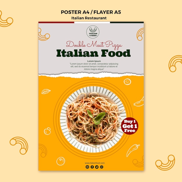 Free PSD italian restaurant flyer with offer