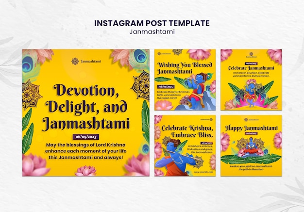 Free PSD janmashtami celebration instagram posts