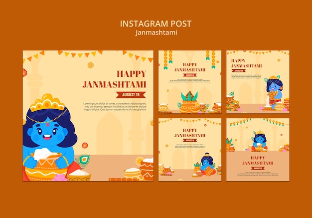 Free PSD janmashtami celebration instagram posts