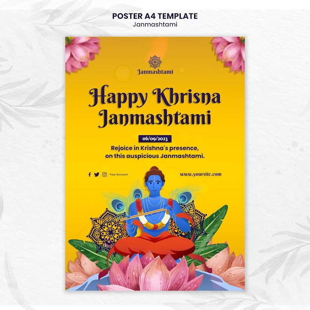 Free PSD janmashtami celebration poster template