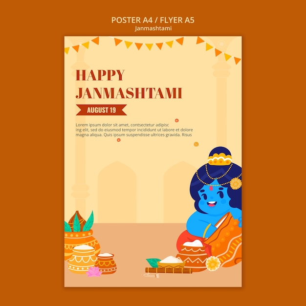 Free PSD janmashtami celebration poster template