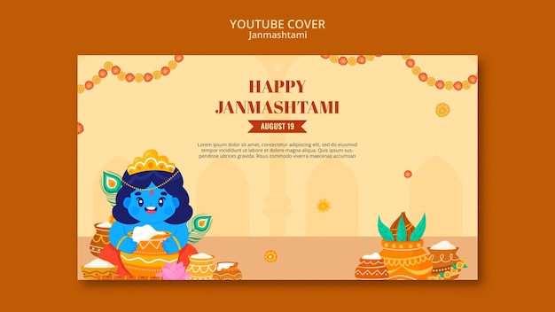 Free PSD janmashtami celebration youtube cover