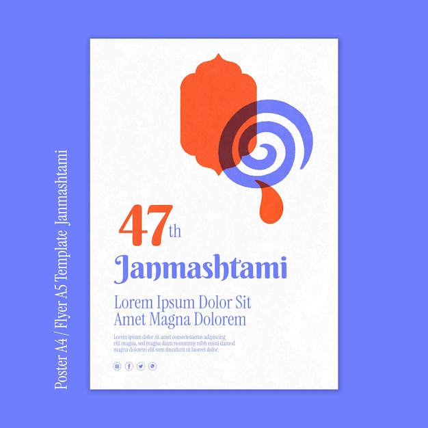 Free PSD janmashtami template design