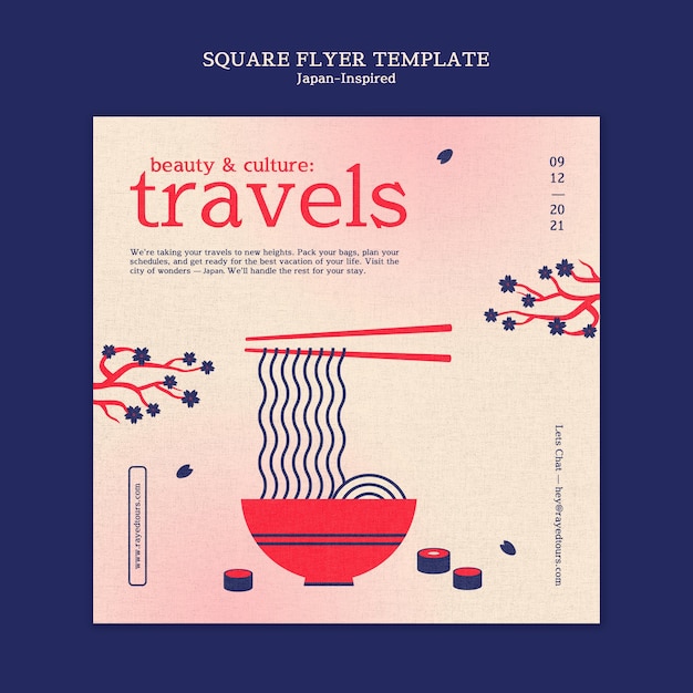 Free PSD japan inspired square flyer design template