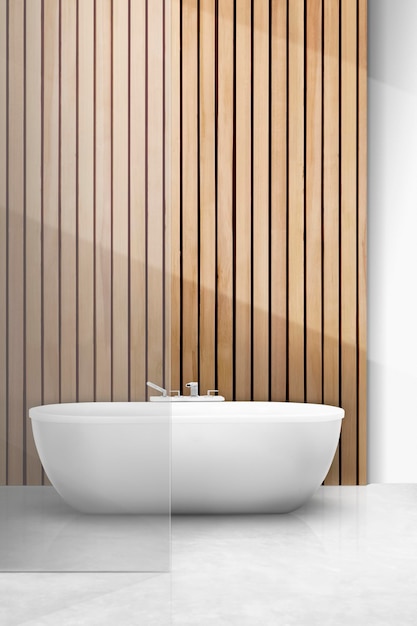 Free PSD japandi bathroom interior mockup psd