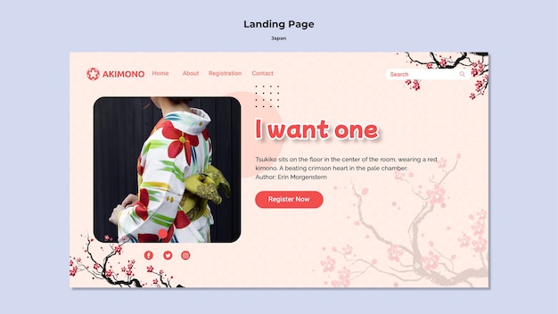 Free PSD japanese clothing landing page template