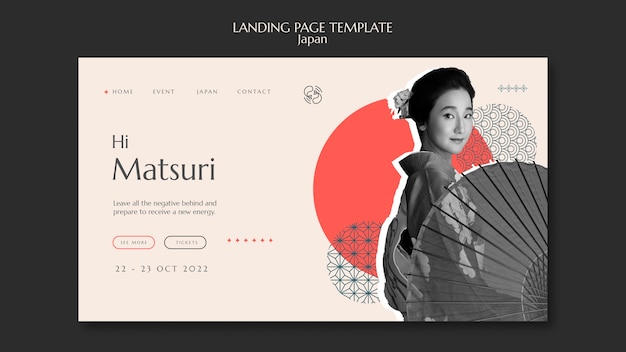 Free PSD japanese festival landing page template