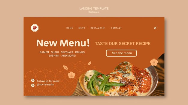 Japanese food restaurant landing page template