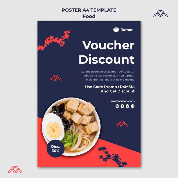 Japanese food voucher poster template