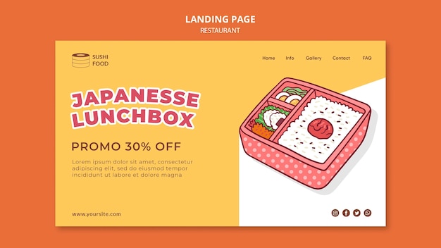 Free PSD japanese lunchbox landing page template