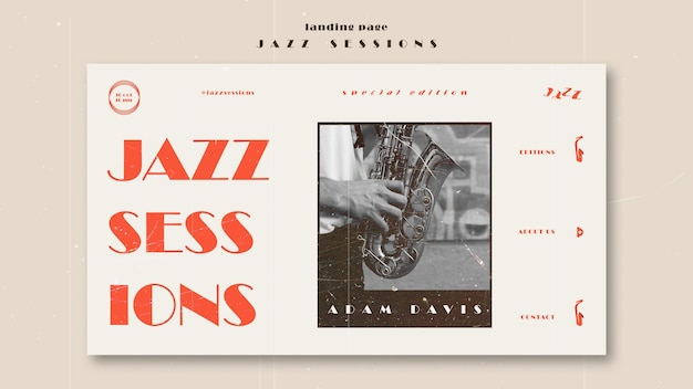 Free PSD jazz concept landing page template