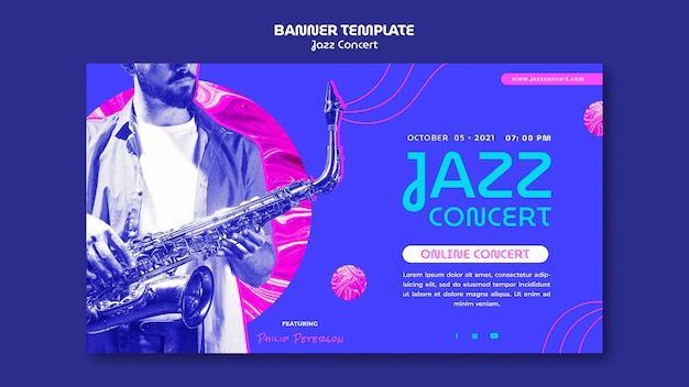 Free PSD jazz concert horizontal banner template