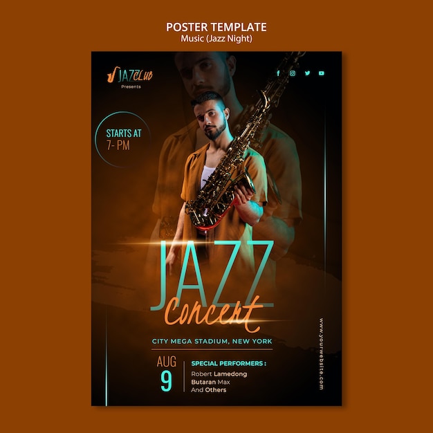 Free PSD jazz concert print template