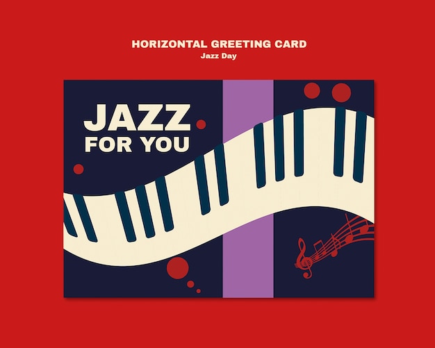 Free PSD jazz day celebration greeting card template