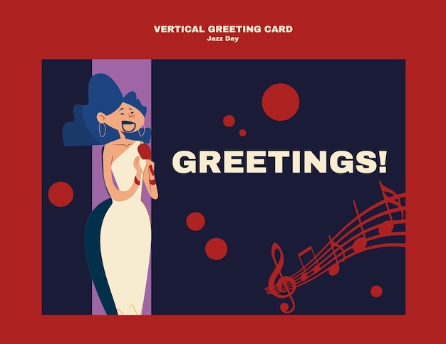 Jazz day celebration greeting card template