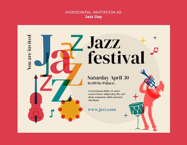 Free PSD jazz day celebration invitation template