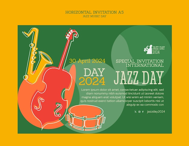 Free PSD jazz day celebration invitation template