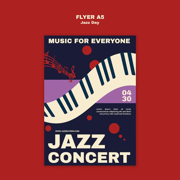 Free PSD jazz day celebration poster template