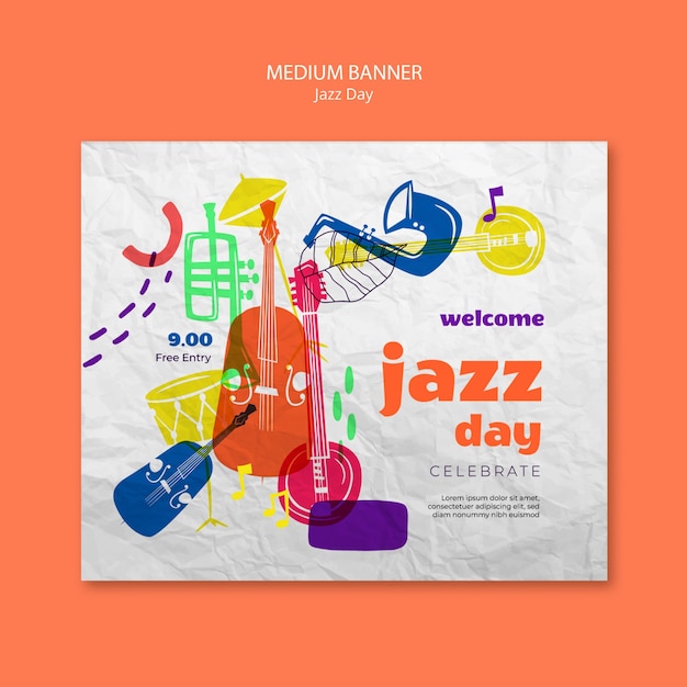 Free PSD jazz day template design