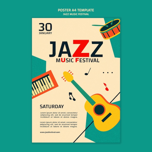 Free PSD jazz music festival template design