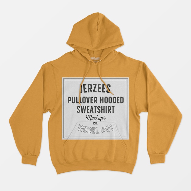 Free PSD jerzees pullover hooded sweatshirt mockup 01