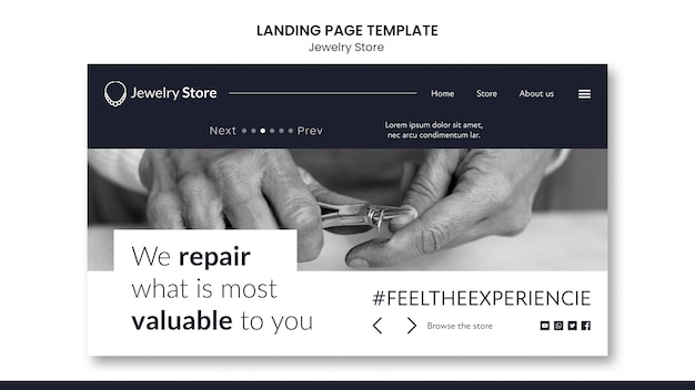 Free PSD jewerly concept landing page template