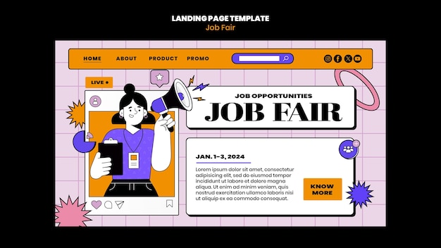 Free PSD job fair template design