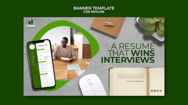 Free PSD job resume banner template