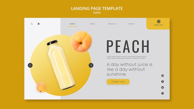 Free PSD juice bottle landing page template