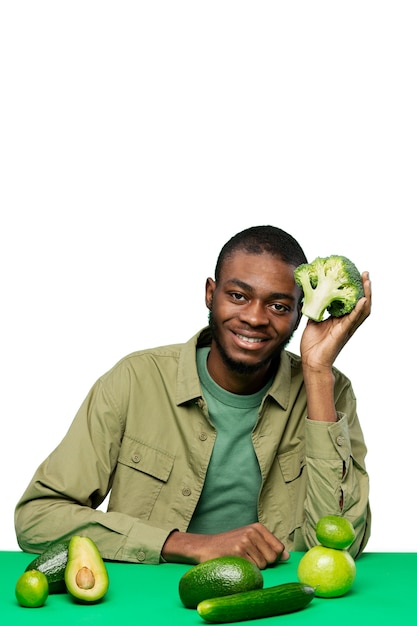 Free PSD juicy portrait of person holding food