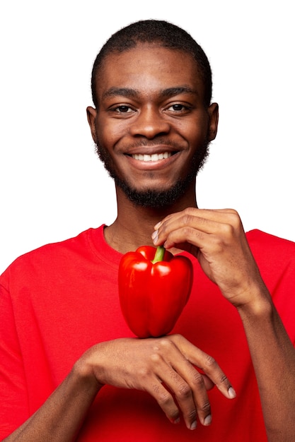 Free PSD juicy portrait of person holding food