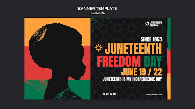 Juneteenth celebration horizontal banner template