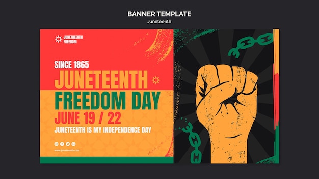 Juneteenth celebration horizontal banner template