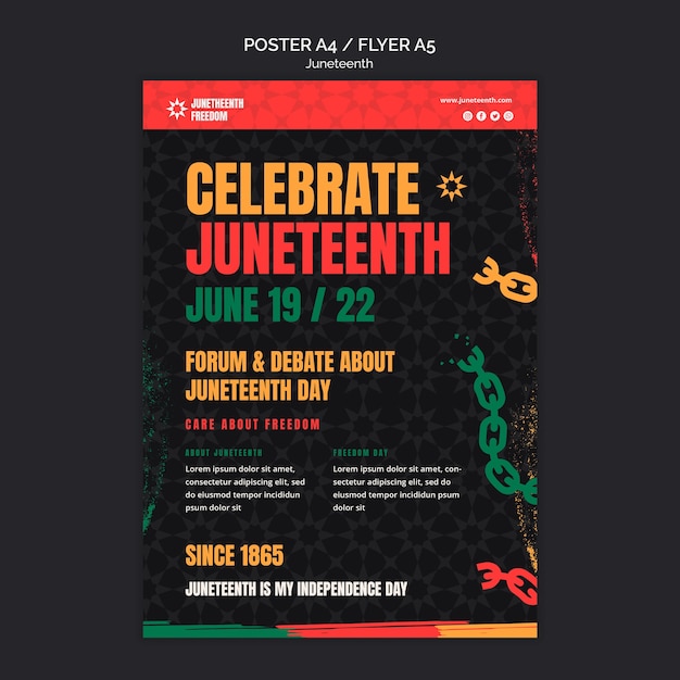 Free PSD juneteenth celebration vertical poster template